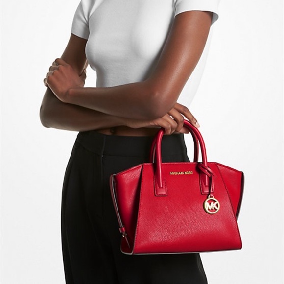 Michael Kors Avril XS Satchel Crossbody Bag Leather Red Cherry - Picture 5 of 5